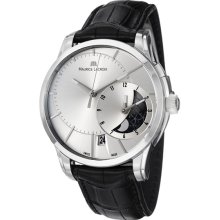 Maurice Lacroix Men's 'Pontos' Silver GMT Dial Leather Strap Watch PT6118-SS001-131