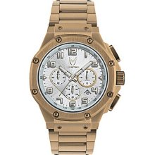 Meister Mens Ambassador Stainless Watch - Gold Bracelet - Silver Dial - AM107SS