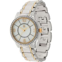 Melania Two-Tone Bracelet Watch with Crystal Bezel - Silver/Goldtone - One Size