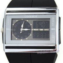 Men Boy Sports Digital Mixed Blue Led Alarm Sports Wrist Watch Square