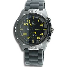 Men Chronograph Black Yellow Dial Rubber Band Fashion Watch ...