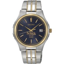 Men`s Seiko Solar Watch W/ Blue Dial & Two-tone Stainless Steel Bracelet