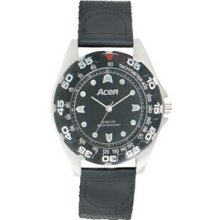 Men`s Sports Diver Styling Watch With Silver Case & Black Bezel