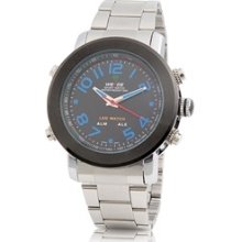 Men Watch Analog & LED Digital Display Waterproof Sports Watch (WH-1105) Silver