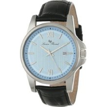 Men's 10048-012 Breithorn Light Blue Textured Dial Black Leather