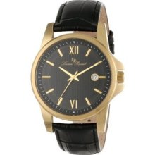 Men's 10048-YG-01 Breithorn Black Textured Dial Black Leather