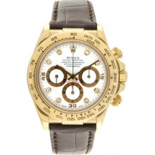 Men's 18k Yellow Gold Used Rolex Cosmograph Daytona Watch 16518 White