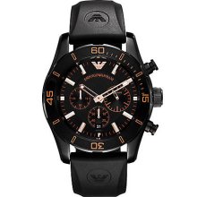 Men's Black & Orange Chronograph Watch
