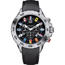 Men's black nautica nst chronograph flag watch n16553g