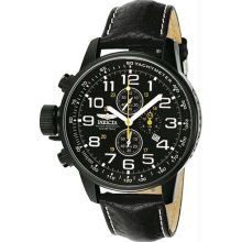 Men's Black Stainless Steel Lefty Force Chronograph Leather Strap