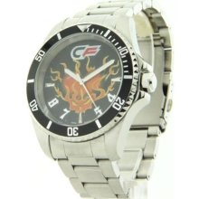 Mens Cage Fighter Silver Stainless Steel Rotating Bezel Watch CF332018