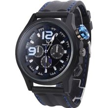 Men's Casual Style Silicone Quartz Analog Wrist Watch (Black)