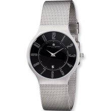 Men's Charles Hubert Stainless Steel Black Dial Milanese Band Watch