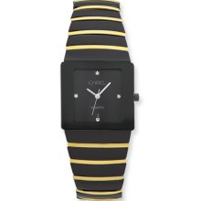 Mens Chisel Black and Gold-tone Ceramic Black Dial Watch