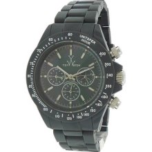 Men's Chronograph Plastic Resin Case and Bracelet Black Mother of Pear