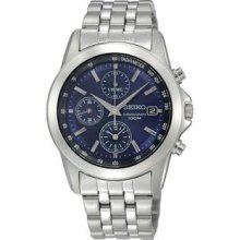 Men's Chronograph Stainless Steel Case and Bracelet Navy Blue Tone