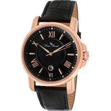 Men's Cilindro Black Dial Black Genuine Leather ...