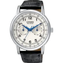 Mens Citizen Eco-drive Black Leather Wrist Watch Ao9000-06b