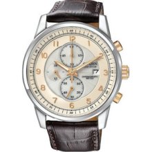 Mens Citizen Ecodrive Watch In Stainless Steel W/ Leather Strap (ca0331-13a)