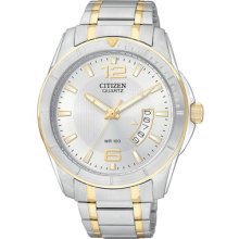 Mens Citizen Quartz Two Tone Stainless 100 Meter Watch With Date Bi0974-52a