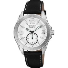 Men's Citizen Stainless Steel And Leather Quartz Watch
