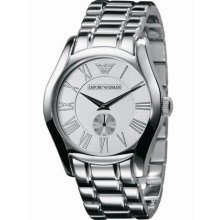 Men's Classic Stainless Steel Case and Bracelet Silver Tone Dial Date Display