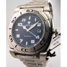 Mens Croton Steel Automatic 10 Atm Date New Watch CA301136SSBL