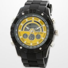 Men's Designer Unlisted By Kenneth Cole Black And Yellow Oversized Digital Watch