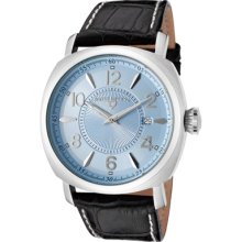 Men's Executive Light Blue Dial Black Genuine Leather ...