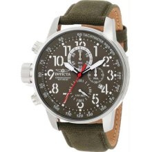 Men's Force Chronograph Stainless Steel Case Green Dial Leather and Nylon Strap