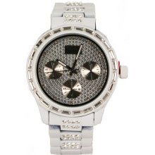 Mens Geneva Watch 8938 White Dial and Band with Crystals