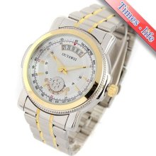 Mens Gentle Mechanical Automatic Watch Golden Stainless/s Calendar Date Gear