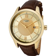 Men's Gold Dial Brown Genuine Leather
