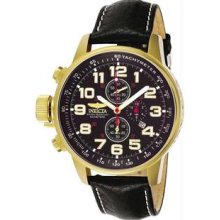 Men's Gold Tone Stainless Steel Lefty Force Chronograph Leather