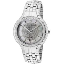 Men's Golden Cubic Zirconia/Silver & White MOP Dial Stainless Steel