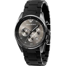 Men's Gunmetal Stainless Steel & Silicone Chronograph Watch