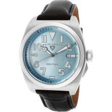 Men's Heritage Light Blue Dial Black Genuine Leather ...