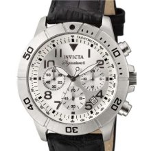 Mens Invicta Signature Ii 7283 Chronograph Silver Black Leather Man Watch