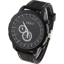 mens new SBAO stainless steel quartz watch black and silvertone face finish