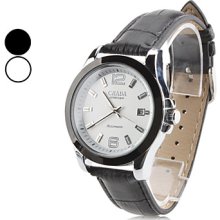Men's PU Analog Mechanical Watch Wrist with Calendar (Black)
