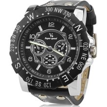 Men's PU Analog Quartz Casual Wrist Watch gz0007001 (Black)