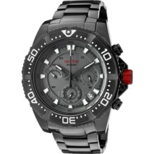 Men's Racer Chronograph Grey Dial Black Ion Plated Stainless Steel