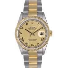 Men's Rolex Datejust 2-Tone Steel & Gold Watch Champagne Dial 16233