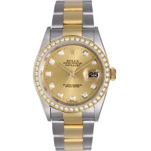 Men's Rolex Datejust 2-Tone Steel & Gold Watch 16233 Champagne Dial