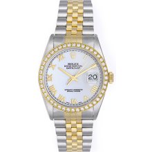 Men's Rolex Datejust Steel & Gold 2-Tone Watch 16233 White Dial