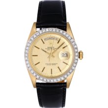 Men's Rolex President Day-Date Watch Champagne Linen Dial