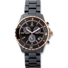 Men's Rose Gold Immersion Plated & Black Ceramic Couture Watch
