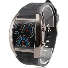 Men's Rubber Digital LED Watch Wrist (Black)