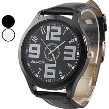 Men's Simple Design PU Analog Quartz Wrist Watch (Assorted Colors)