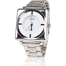 Men's Stainless Steel Band Square Elegant Wrist Watch - White